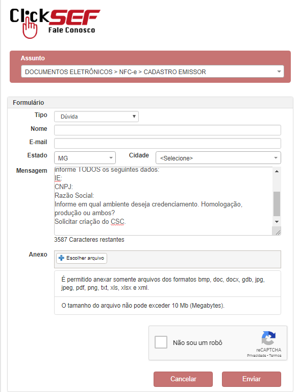 NFC-e MG